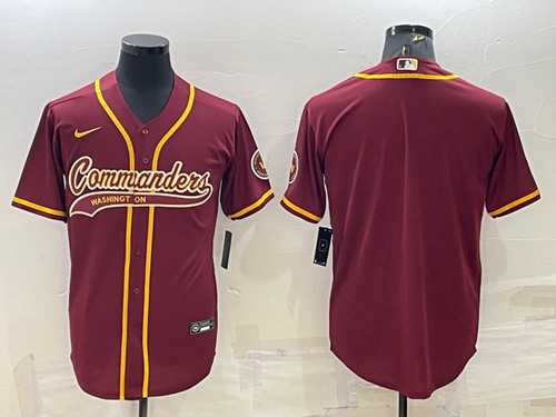 Men%27s Washington Commanders Blank Burgundy With Patch Cool Base Stitched Baseball Jersey